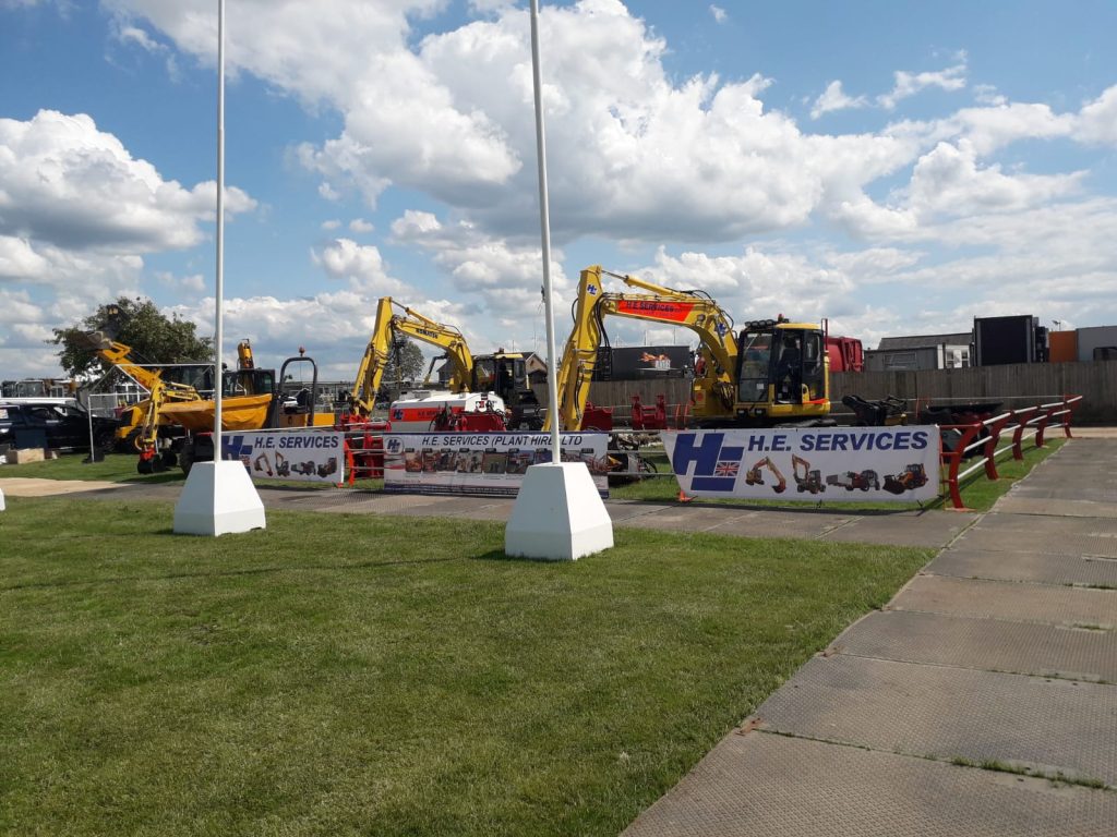 Plantworx stand 2019 - Plantworx H. E. Services (Plant Hire) Ltd - Hihre a Digger stand - Machines on show