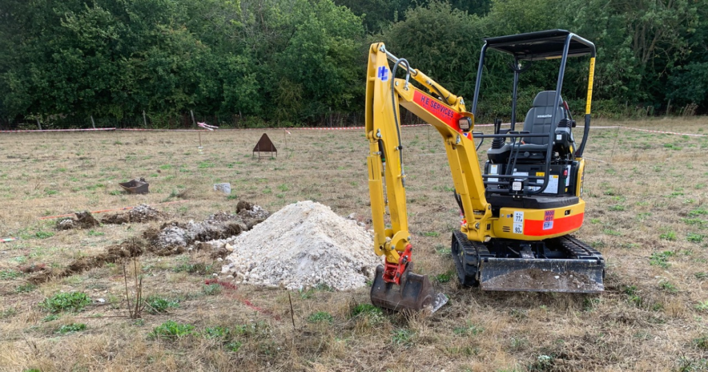 The Komatsu PC16 used at the spitfire excavation site